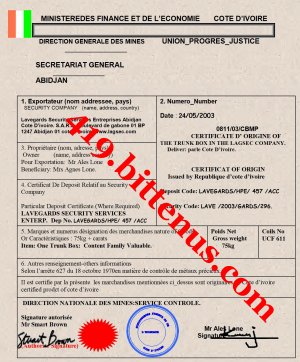 Certificate of origin of the consignment